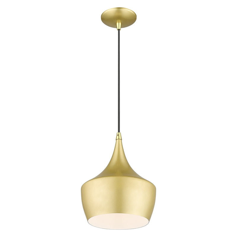 Livex Lighting 41186-33 One Light Pendant, Soft Gold with Polished Brass