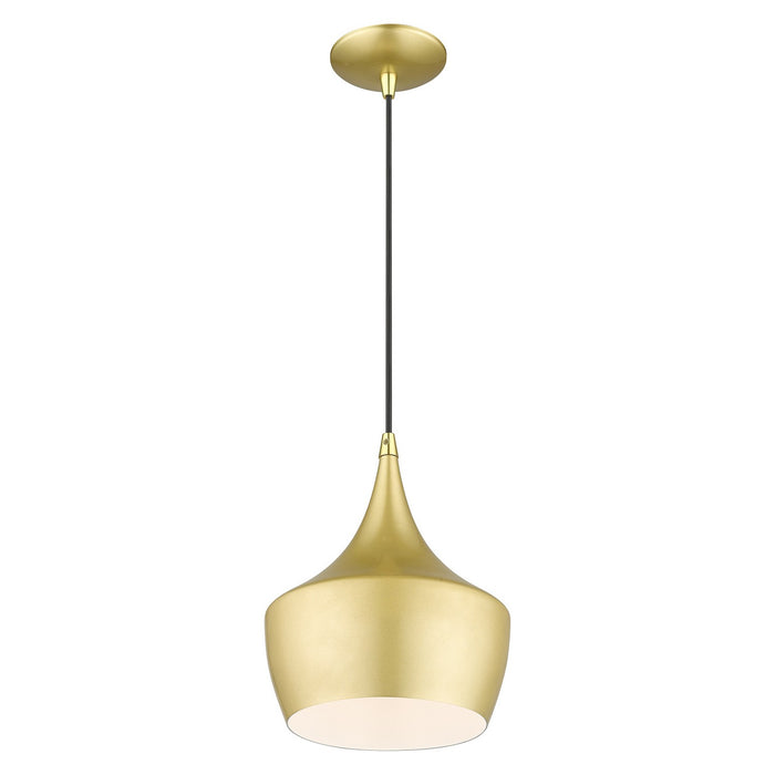 Livex Lighting 41186-33 One Light Pendant, Soft Gold with Polished Brass