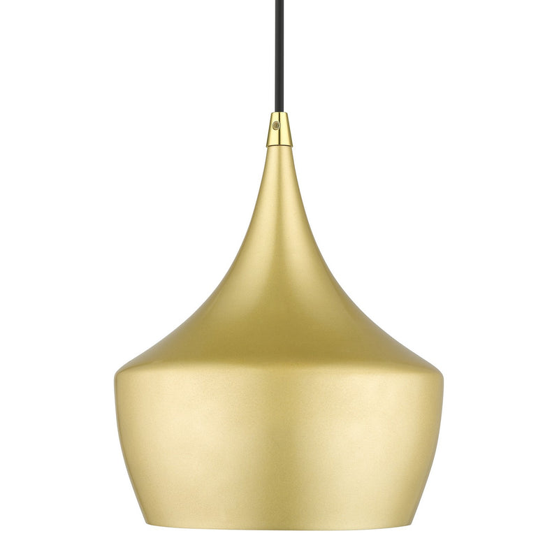 Livex Lighting 41186-33 One Light Pendant, Soft Gold with Polished Brass