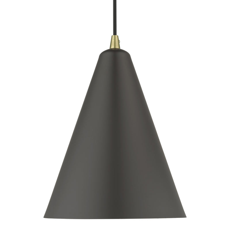 Livex Lighting 41492-07 One Light Pendant, Bronze with Antique Brass