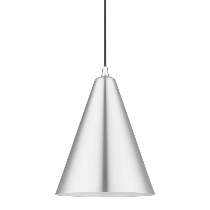 Livex Lighting 41492-66 One Light Pendant, Brushed Aluminum with Polished Chrome