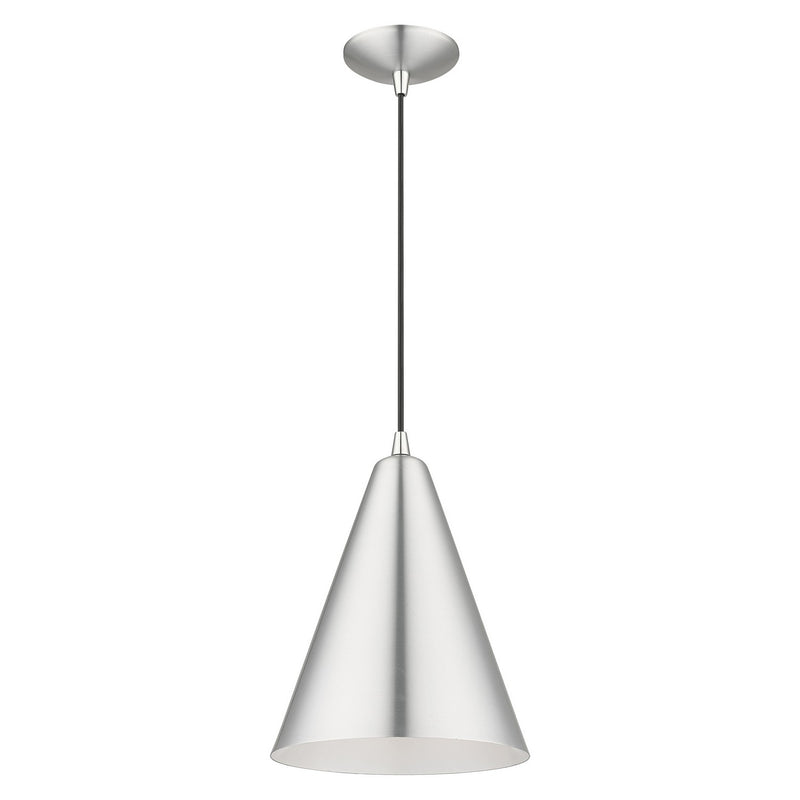 Livex Lighting 41492-66 One Light Pendant, Brushed Aluminum with Polished Chrome