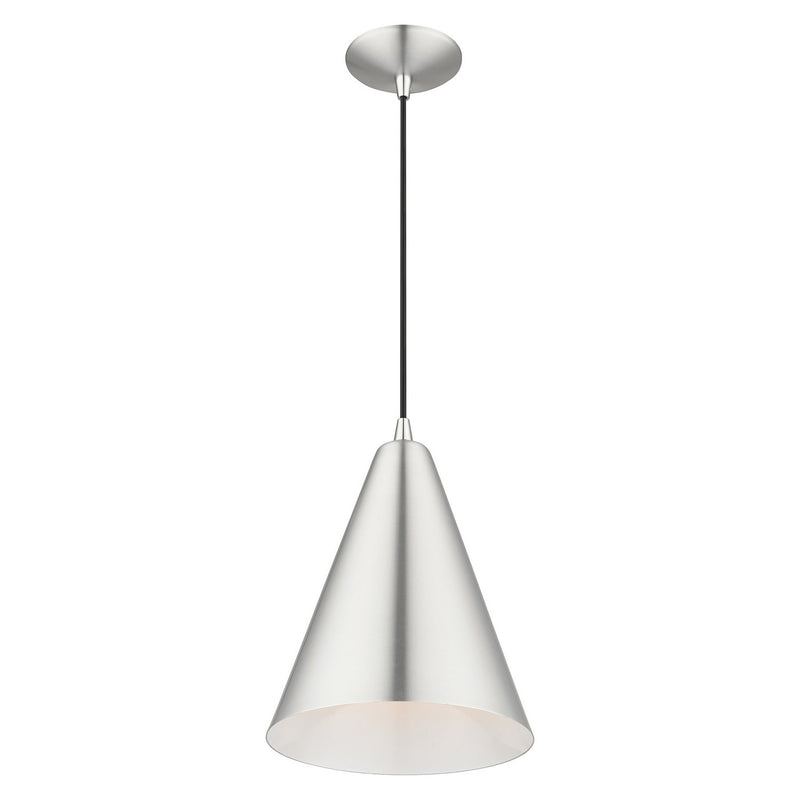 Livex Lighting 41492-66 One Light Pendant, Brushed Aluminum with Polished Chrome