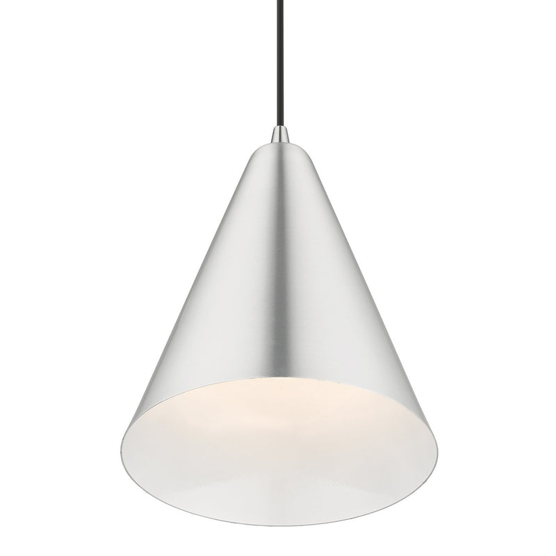 Livex Lighting 41492-66 One Light Pendant, Brushed Aluminum with Polished Chrome