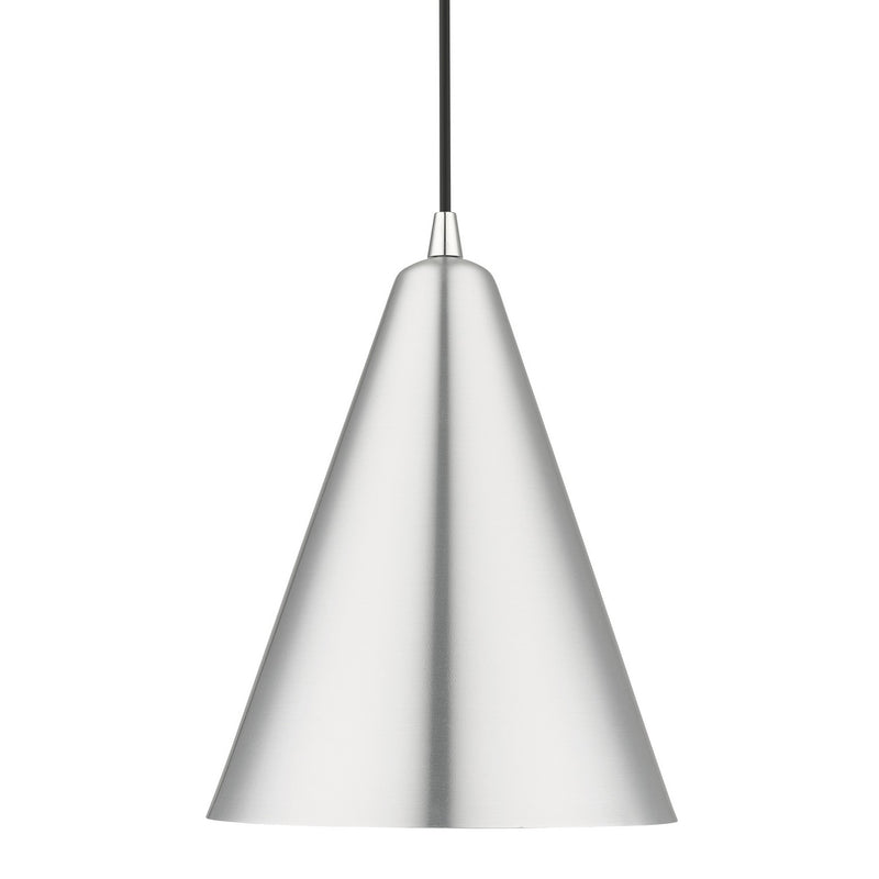 Livex Lighting 41492-66 One Light Pendant, Brushed Aluminum with Polished Chrome