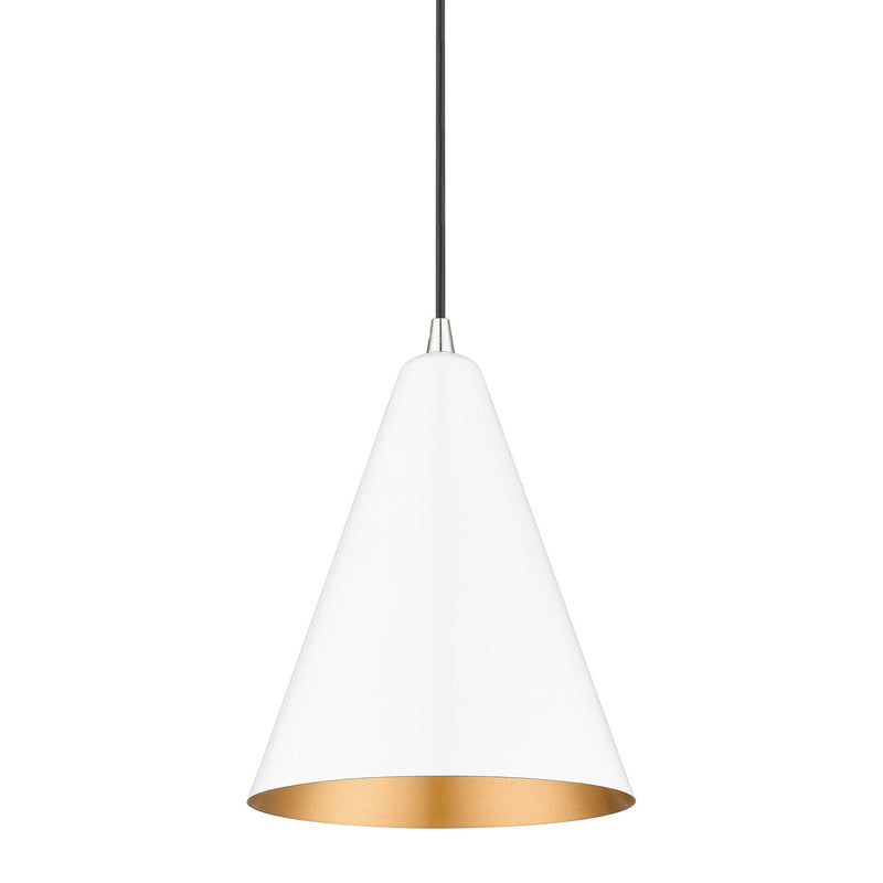 Livex Lighting 41492-69 One Light Pendant, Shiny White with Polished Chrome