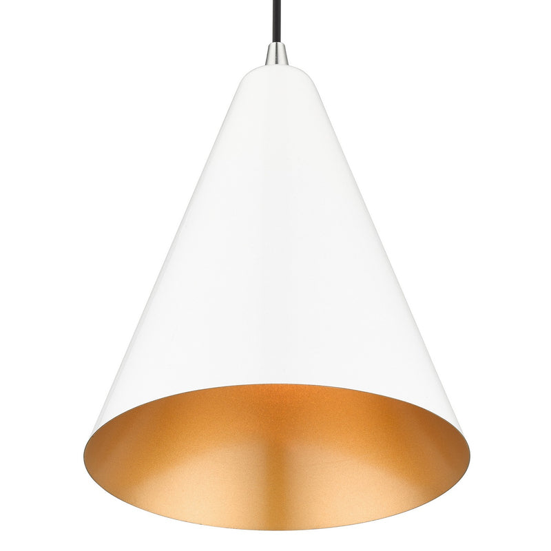 Livex Lighting 41492-69 One Light Pendant, Shiny White with Polished Chrome