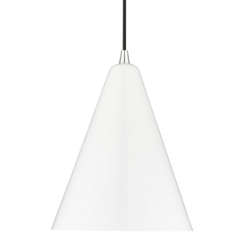 Livex Lighting 41492-69 One Light Pendant, Shiny White with Polished Chrome