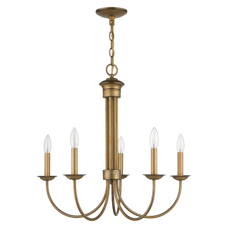 Livex Lighting 42685-48 Five Light Chandelier, Antique Gold Leaf