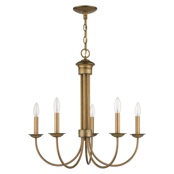 Livex Lighting 42685-48 Five Light Chandelier, Antique Gold Leaf