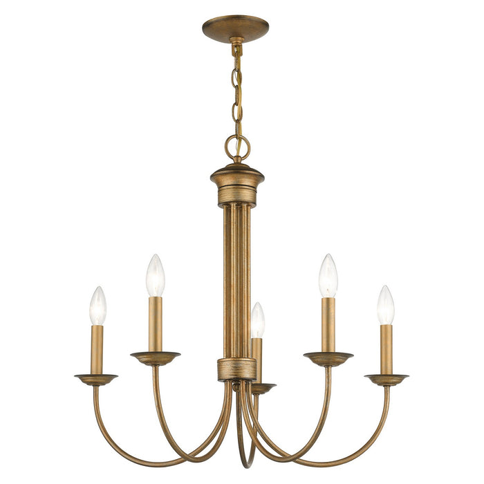Livex Lighting 42685-48 Five Light Chandelier, Antique Gold Leaf