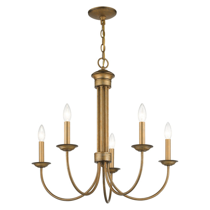 Livex Lighting 42685-48 Five Light Chandelier, Antique Gold Leaf