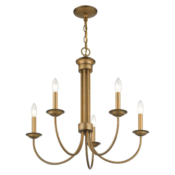 Livex Lighting 42685-48 Five Light Chandelier, Antique Gold Leaf