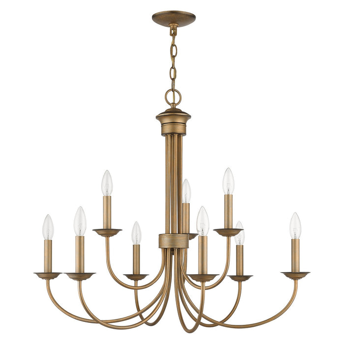 Livex Lighting 42687-48 Nine Light Chandelier, Antique Gold Leaf
