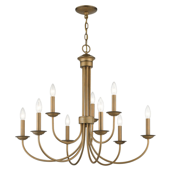 Livex Lighting 42687-48 Nine Light Chandelier, Antique Gold Leaf