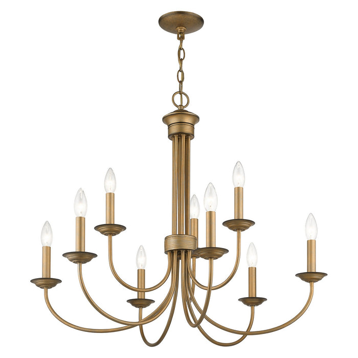 Livex Lighting 42687-48 Nine Light Chandelier, Antique Gold Leaf