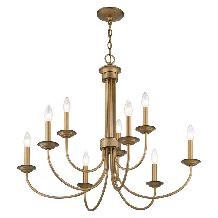 Livex Lighting 42687-48 Nine Light Chandelier, Antique Gold Leaf