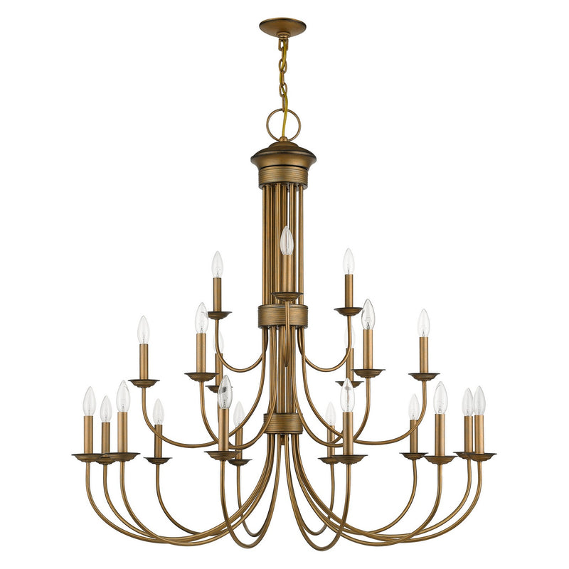 Livex Lighting 42688-48 21 Light Chandelier, Antique Gold Leaf