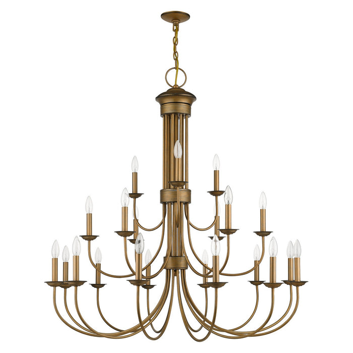 Livex Lighting 42688-48 21 Light Chandelier, Antique Gold Leaf