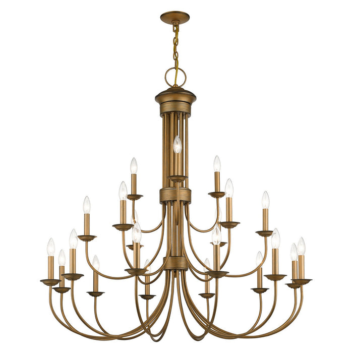 Livex Lighting 42688-48 21 Light Chandelier, Antique Gold Leaf