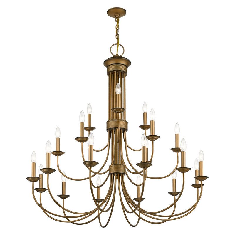 Livex Lighting 42688-48 21 Light Chandelier, Antique Gold Leaf
