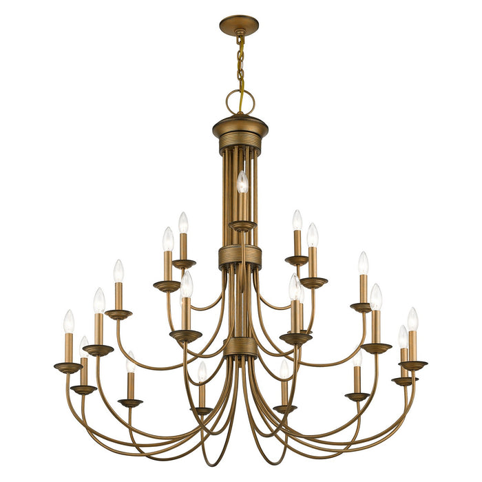 Livex Lighting 42688-48 21 Light Chandelier, Antique Gold Leaf