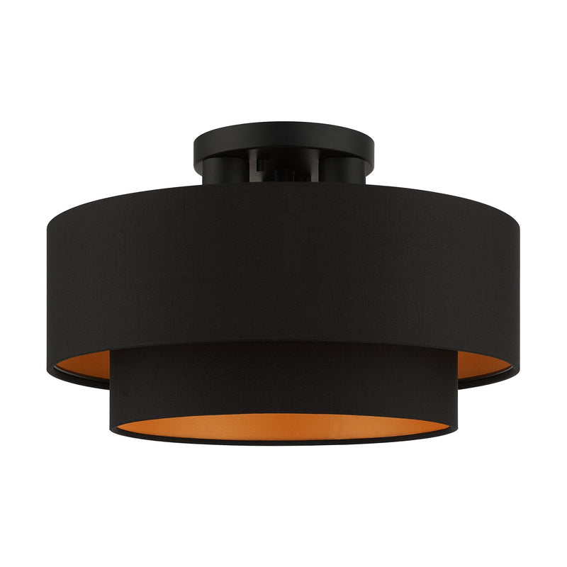 Livex Lighting 45614-04 Three Light Semi-Flush Mount, Black