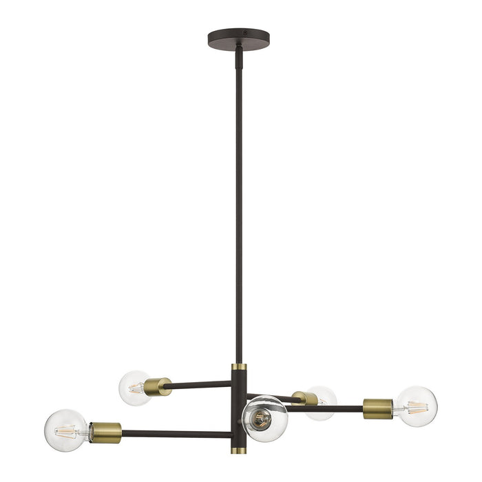Livex Lighting 45865-07 Five Light Chandelier, Bronze with Antique Brass