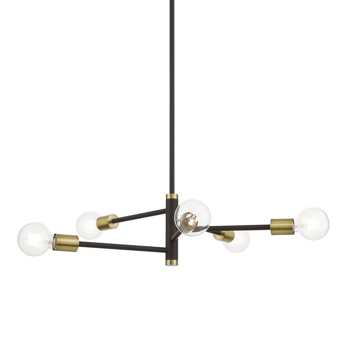 Livex Lighting 45865-07 Five Light Chandelier, Bronze with Antique Brass