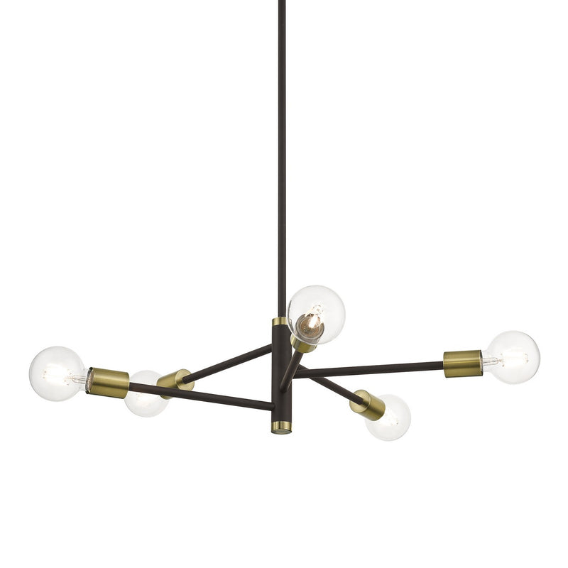 Livex Lighting 45865-07 Five Light Chandelier, Bronze with Antique Brass