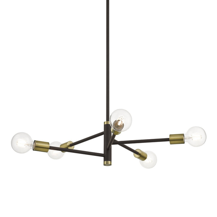 Livex Lighting 45865-07 Five Light Chandelier, Bronze with Antique Brass