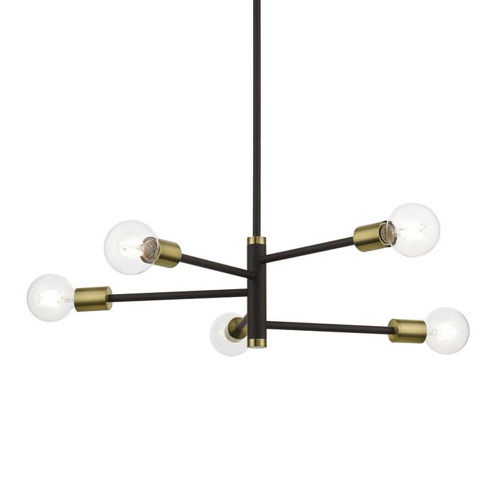 Livex Lighting 45865-07 Five Light Chandelier, Bronze with Antique Brass