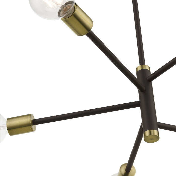 Livex Lighting 45865-07 Five Light Chandelier, Bronze with Antique Brass