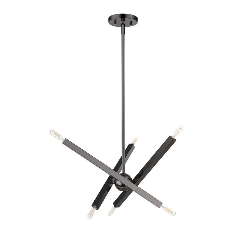 Livex Lighting 46984-46 Six Light Chandelier, Black Chrome