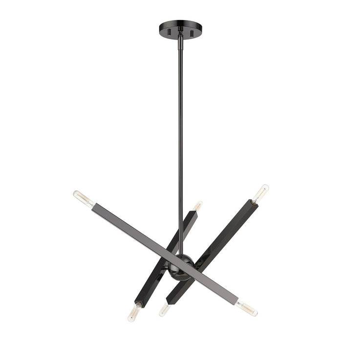 Livex Lighting 46984-46 Six Light Chandelier, Black Chrome