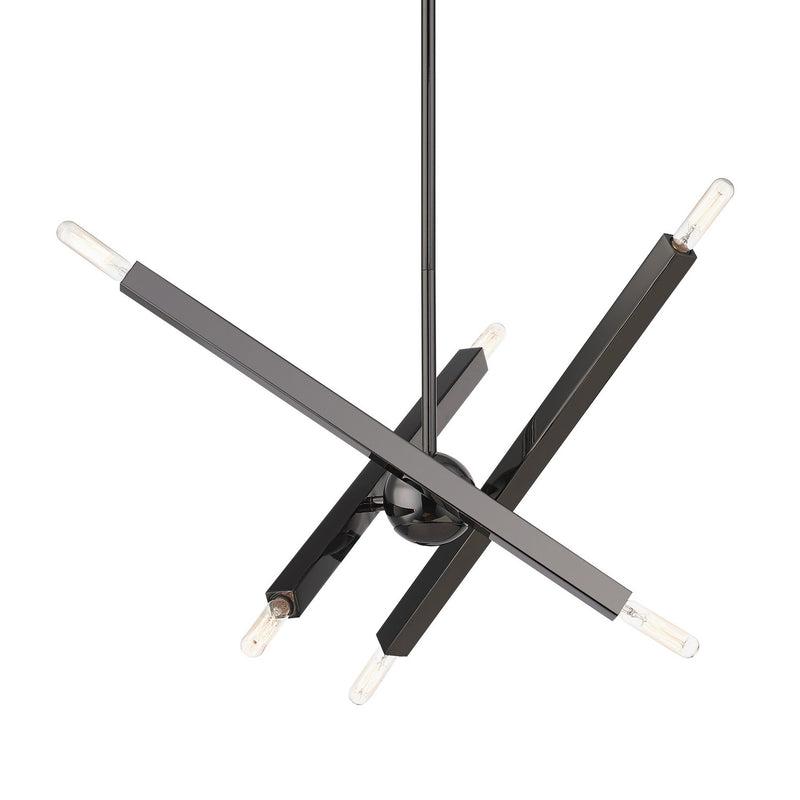 Livex Lighting 46984-46 Six Light Chandelier, Black Chrome