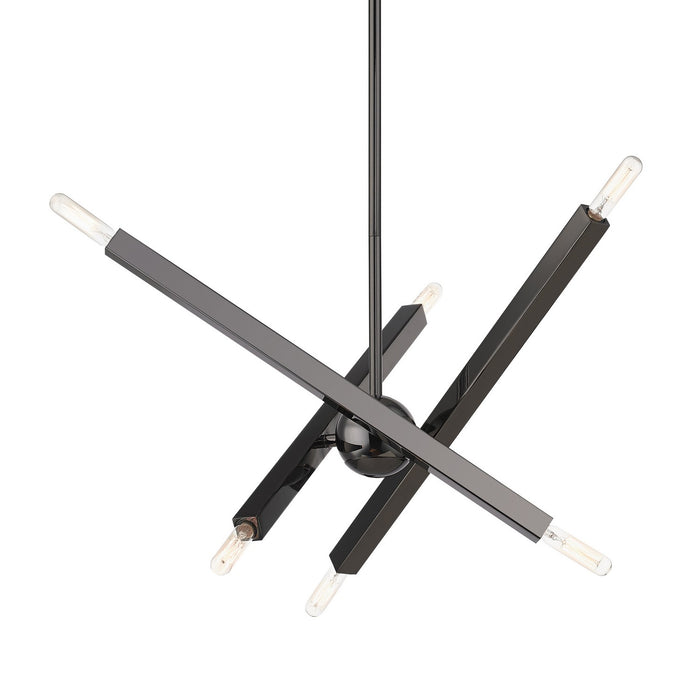 Livex Lighting 46984-46 Six Light Chandelier, Black Chrome