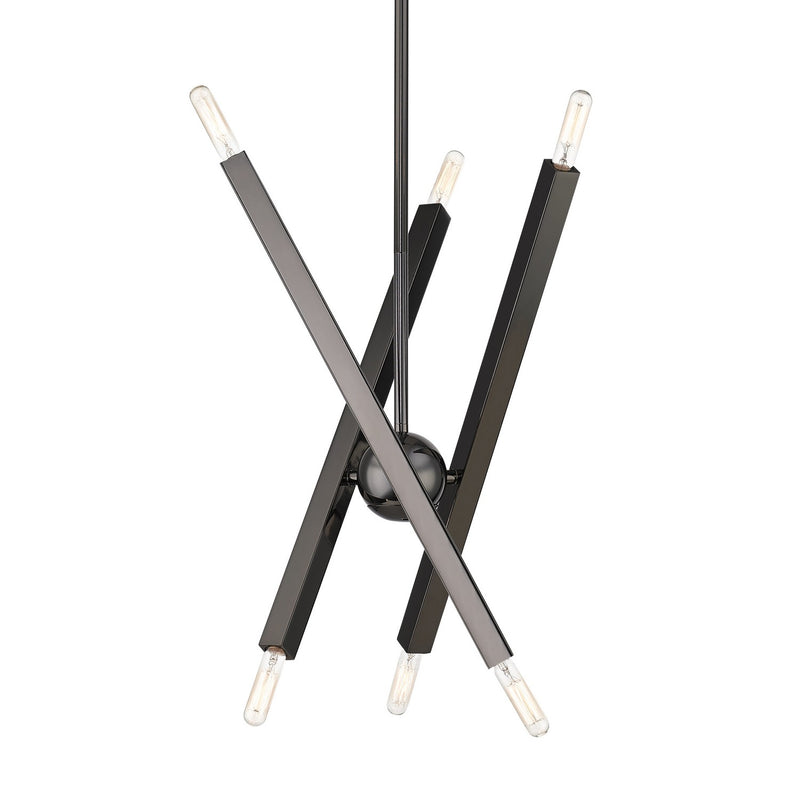 Livex Lighting 46984-46 Six Light Chandelier, Black Chrome