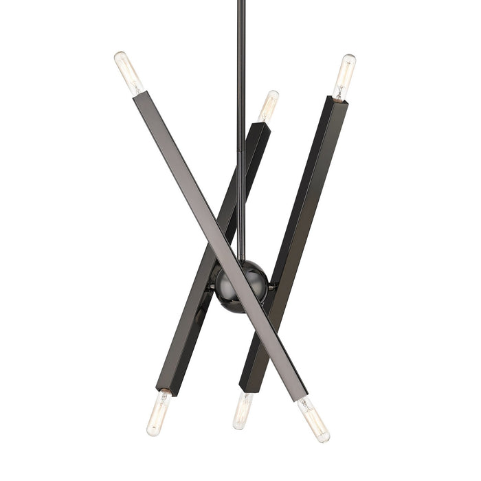 Livex Lighting 46984-46 Six Light Chandelier, Black Chrome