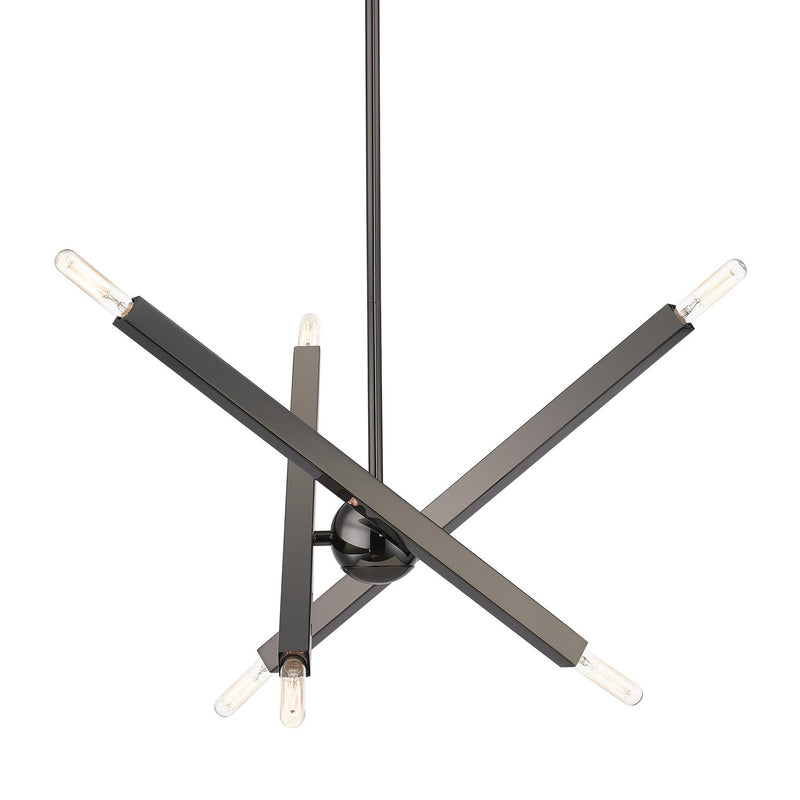 Livex Lighting 46984-46 Six Light Chandelier, Black Chrome
