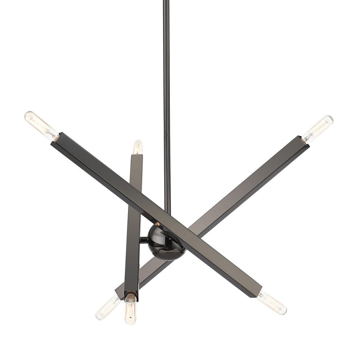 Livex Lighting 46984-46 Six Light Chandelier, Black Chrome