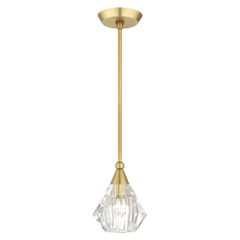 Livex Lighting 47071-08 One Light Pendant, Natural Brass