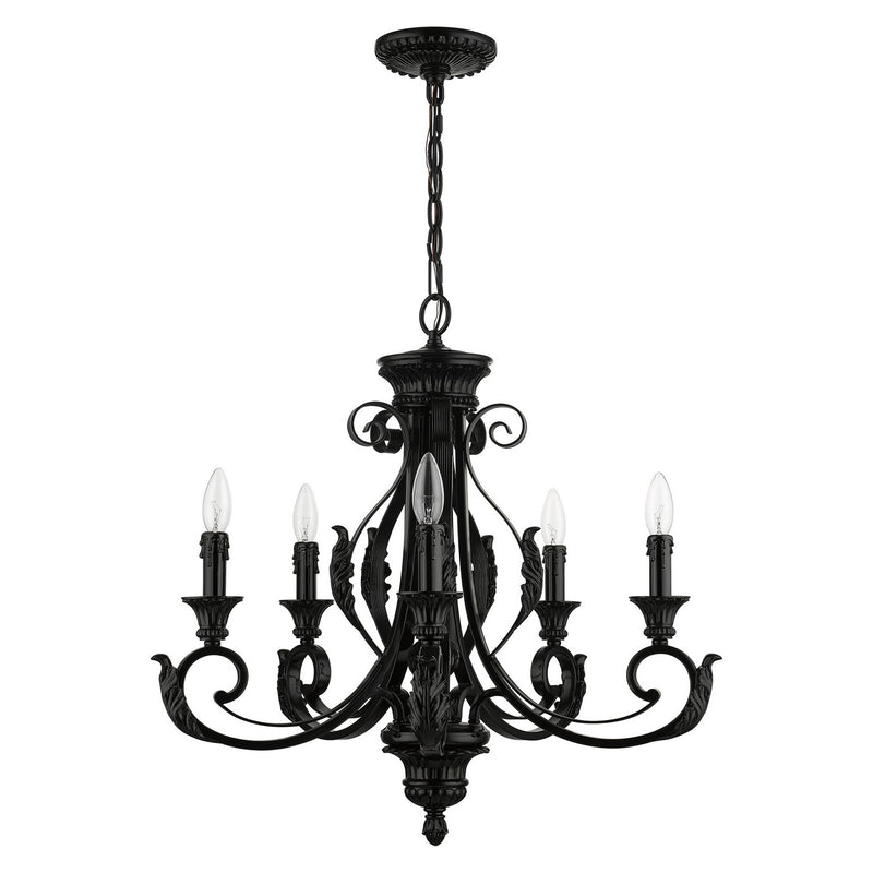 Livex Lighting 49065-68 Five Light Chandelier, Shiny Black