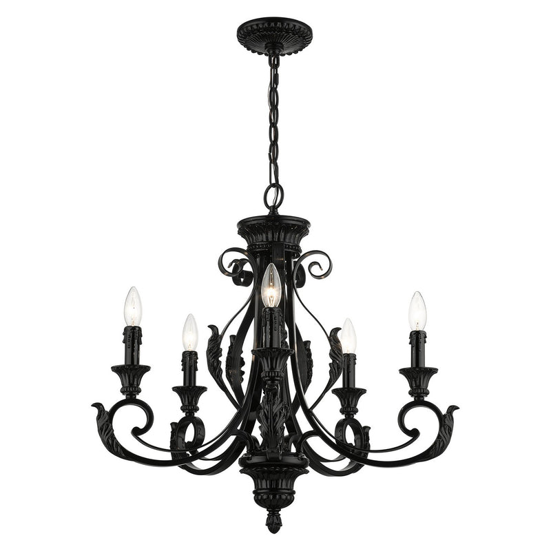 Livex Lighting 49065-68 Five Light Chandelier, Shiny Black