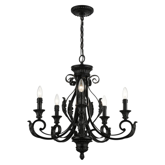 Livex Lighting 49065-68 Five Light Chandelier, Shiny Black