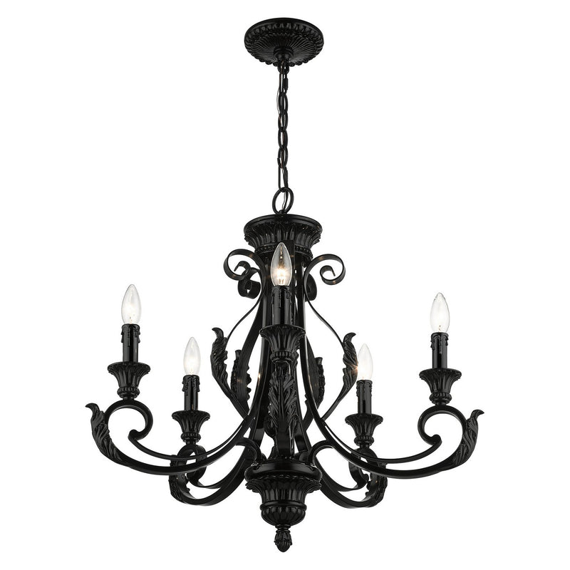 Livex Lighting 49065-68 Five Light Chandelier, Shiny Black