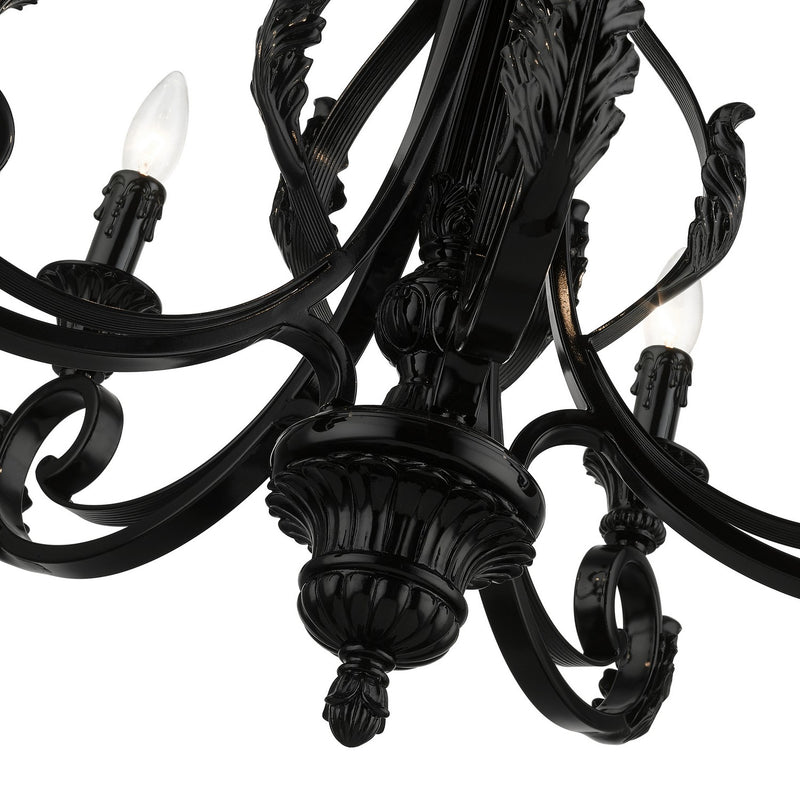 Livex Lighting 49065-68 Five Light Chandelier, Shiny Black