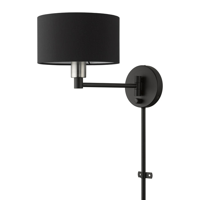 Livex Lighting 50270-04 One Light Swing Arm Wall Lamp, Black with Brushed Nickel