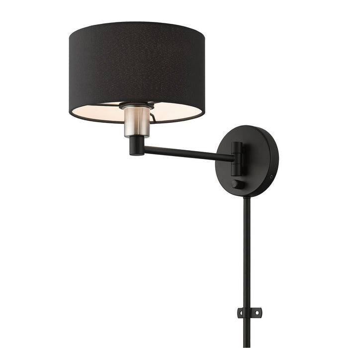 Livex Lighting 50270-04 One Light Swing Arm Wall Lamp, Black with Brushed Nickel