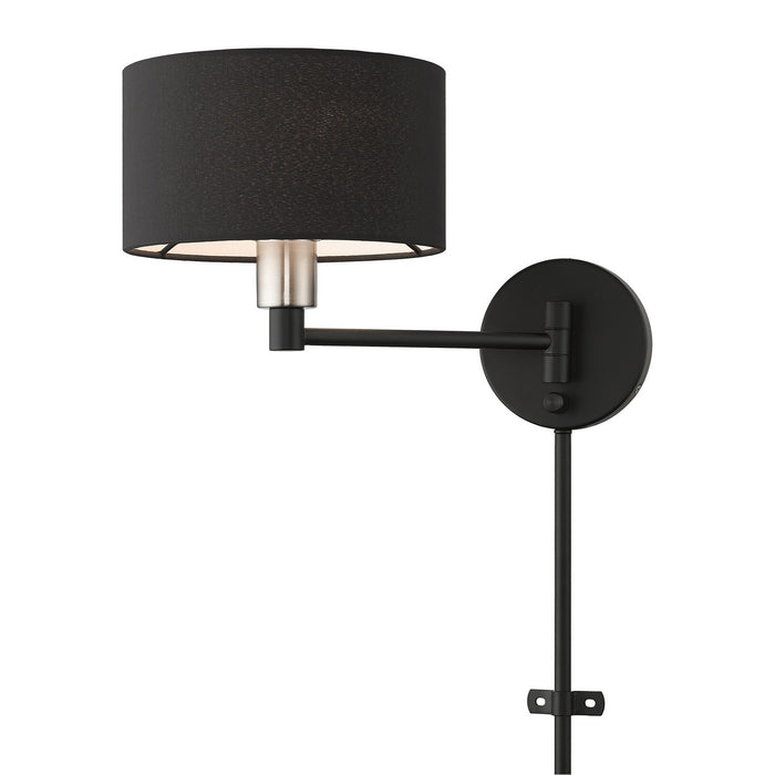 Livex Lighting 50270-04 One Light Swing Arm Wall Lamp, Black with Brushed Nickel